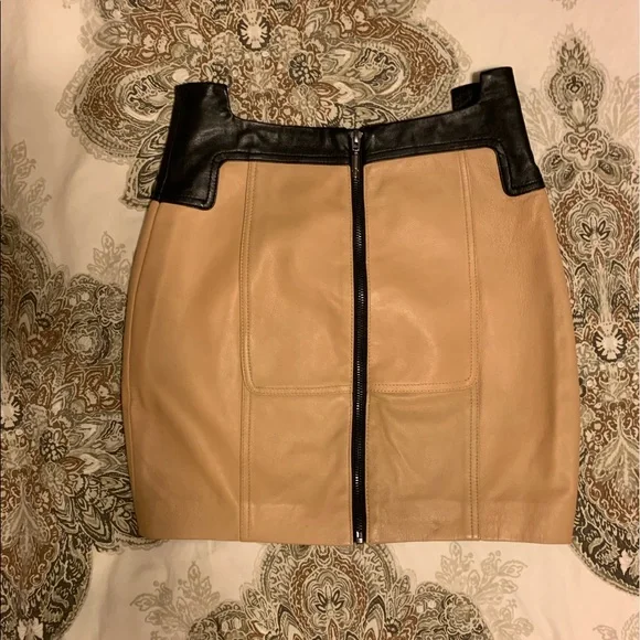 Nordstrom Beige Leather Mini Skirt - Picture 4 of 6